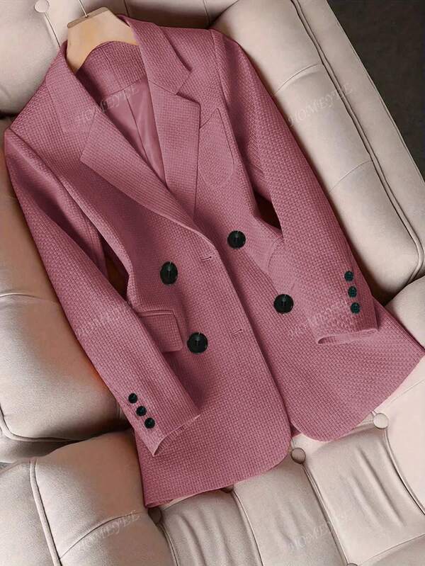 HOMEYEE Chaqueta blazer de mujer talla grande con cuello de solapa, manga larga, bolsillos, para primavera, otoño e invierno, estilo vintage, elegante, casual, para vacaciones, negocios y oficina