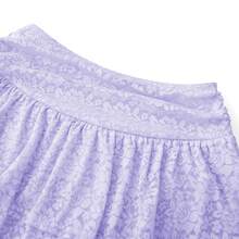 Women Tiered Ruffled Short Skirts Floral Lace Sheer Mid Rise Lined Cute Flowy Mini Skirts - Violet Purple - View 4