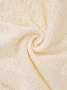 Plus Size Solid Color Casual Slit Hem Long Knit Sweater Dress - White - View 7