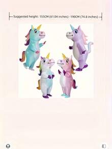 Rainbow Unicorn Inflatable Costume For Adults, Suitable For Halloween, Graduation Ceremony, Theme Celebration Events And Various Party Holidays - Multicolor - View 2