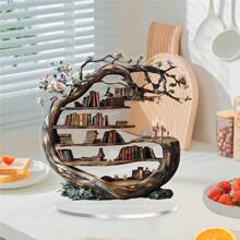 2D Flat, 1pc Elegant Forest Tree Of Life Acrylic Decoration With Wooden Texture Design, Creative Versatile Desktop Organizer For Books Modelling Design Acrylic Desktop Ornaments, Perfect For Home, Kitchen, Office, Bedroom, Ideal Family Gift With Stand, 20x20cm