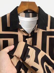 Camisa de manga corta con botones y cuello para hombres, con diseño de color de contraste, apta para uso casual, diario, trayecto, estilo callejero, tallas grandes, verano