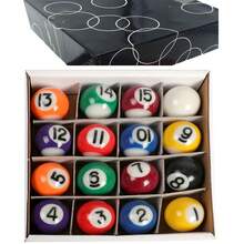 16 piezas Bolas de billar, tamaño estándar 2-1/4 pulgadas y mini tamaño 1 pulgada de bolas de resina para mesa de billar - Multicolor - Ver 8