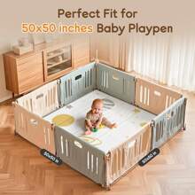 Foldable Baby Play Mat, PIGLOG Waterproof Playmats For Babies And Toddlers Kids, Safe Foam Playmat For Tummy Time, 50x50 Playpen Mat, Reversible Portable Baby Floor Mat For Infant, Toddler