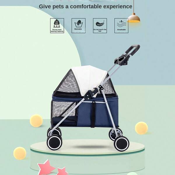 1 Stück Haustier Katze Hund Kinderwagen, tragbarer faltbarer Haustier-Transportkorb für Outdoor, 58*30*26cm, geeignet für mittelgroße und kleine Rassen wie Pudel, Husky, British Kurzhaar
