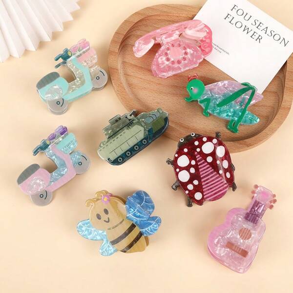 1pc Dopamine Acrylic Cartoon Animal & Insect Hair Clip, Music Festival, Violin, Unique Hair Claw Hair Clips Hair Jaw Clip Hair Clamps Hair Clutch Hair Catcher Clip