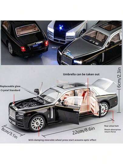 2025新品1件-开门劳斯莱斯幻影车惯性仿真车模型玩具汽车摆件办公玩具生日礼物毕业礼物节日礼物完美礼品