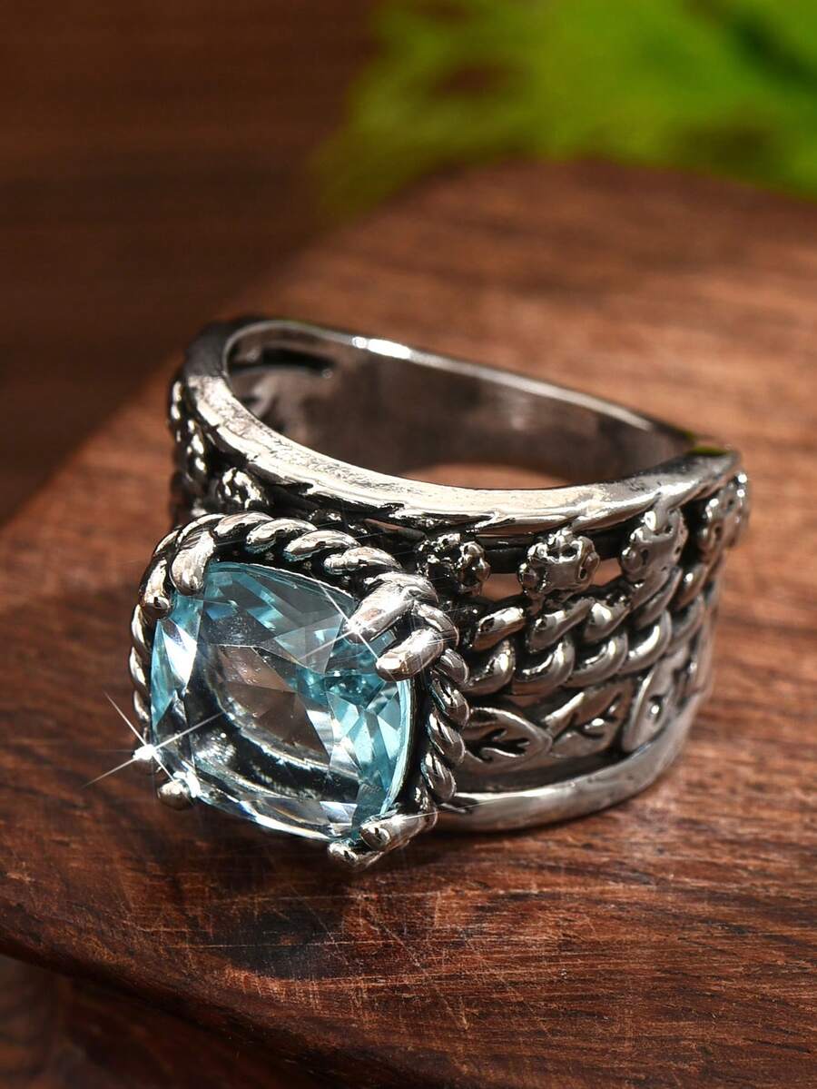 1 件波西米亚风复古银质女士戒指，订婚戒指，适合日常佩戴