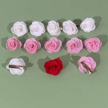 5 peças/conjunto de grampos de cabelo de tecido vermelho romântico com flores de rosas, decoração para festa, acessórios de cabeça para noivas, dia dos namorados