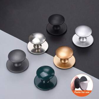 1pc/2PCS/4PCS/6PCS Punch-Free Stainless Steel European Sstyle Single Hole Drawer KKnobs Glass Door Pulls Wardrobe Handles With Adhesive Wall Hooks