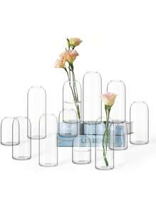 6pcs/3Pcs/1pc Glass Vases For Flowers Tall Clear Vases For Centerpieces Wedding Decorations 3 Diameters Hurricane Floating Candle Holder Modern Simple Vases Formal Dinners Home Decor