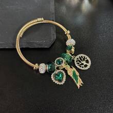 1 chiếc vòng tay thời trang có thể điều chỉnh hình Đức mẹ đồng trinh và bướm bằng vàng, thích hợp để đeo hàng ngày - vòng tay tròn - Xem 12