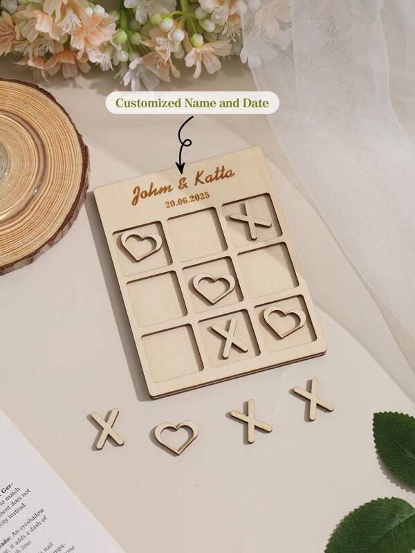 Tablero de juego de madera personalizado con nombre y fecha como recuerdo, recuerdos de boda personalizados de tablero de juego, regalos de huéspedes, decoraciones de mesa de comedor de madera personalizadas