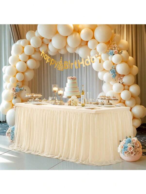 Gonna da tavolo rettangolare in tulle per decorazione di feste di compleanno, matrimoni, hotel e conferenze. Gonna da tavolo in tulle soffice e voluminosa, adatta per decorare tavoli di feste di compleanno, matrimoni, baby shower, tavoli per dessert e torte. Adatta per decorazioni estive, regali, forniture scolastiche, decorazione d'interni