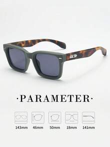 1pc Men's Vintage Square Frame High-End Fashionable Fashion Glasses (Suitable For Driving, Travel, Casual, Holiday, Outdoor, Daily Use) - Gray Green Frame Black Gray - View 2