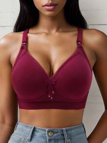 3pcs/Set Women Wire-Free Solid Color Comfortable Gather And Support Bras