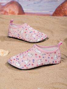 1pair Girls Comfortable Fashion Casual Lightweight Cute Rabbit Beach Water Shoes, Suitable For Summer