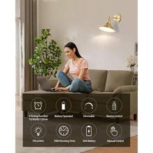 Đèn tường chạy bằng pin, đèn tường kiểu cổ điển, đèn treo tường vận hành bằng pin, đèn treo tường không dây kiểu nhà nông thôn, bộ đơn, có điều khiển từ xa, có thể điều chỉnh độ sáng, thích hợp cho phòng ngủ, hành lang kiểu công nghiệp. - Nhiều màu - Xem 6