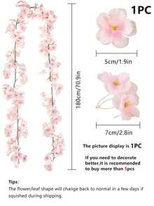1/3 件/包人造樱花藤蔓，花卉装饰花环 - 粉色 - 查看 2