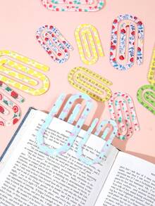 8pcs Creative Tie-Dye Fruit & Animal Acrylic Paper Clips, Bookmarks, Notebook, Memo Holders,School Supplies,Back To School - Multicolor - View 9