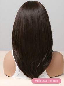 Ava WIGS 18英寸黑棕色长款层次假发，带刘海，女士合成耐热假发，柔软易造型，适合日常佩戴、工作、节日等场合，也可作为万圣节、圣诞节送给女性的礼物。 - 黑棕色 - 查看 5