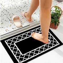 1pc Anti-Slip Anti-Oil Kitchen Mat, Minimalist Design - Rectangle, Waterproof, Dirt-Resistant Carpet For Living Room, Bedroom, Hallway, Bathroom, Laundry Room - Polyester Rug, Suitable For Indoor And Outdoor Home Decor - Black and White - View 11