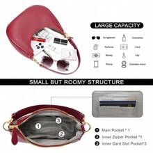 Shoulder Bag For Women Small Purse Cute Clutch Hobo Handbag  Crescent Bag - Red - View 3