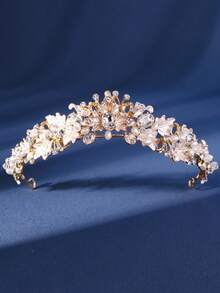 1pc Elegant Alloy Crown Hair Accessory Suitable For Women Wedding/Party - Gold - View 8