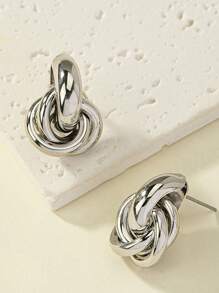 1 Pair Geometric Hip Hop Patch Earrings, Minimalist & Practical Multifunctional