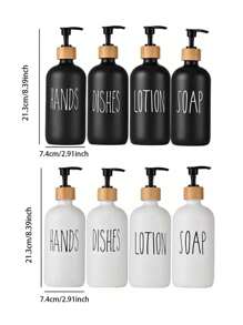 2 Black And White Frosted Dispensers, Glass Packaging Empty Bottles With 1 Tray, Detergent Container For Bathroom, Refillable Empty Bottles For Shampoo, Shower Gel, Conditioner, Bathroom Accessories Bathroom Decor Summer Back To School