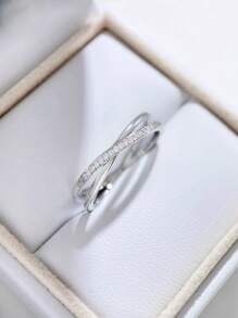 Stylever 1 pieza Anillo de cruz con forma de X simple de plata esterlina 925 Anillo de joyería fina para mujer Anillo de promesa glamoroso Regalo para chicas Decoración para la vida diaria y citas