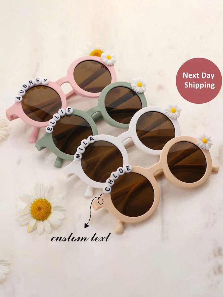 Personalisierte Blume Gänseblümchen Mädchen Brillen mit Namen | Personalisiertes Geburtstagsgeschenk Modebrillen geeignet für den täglichen Gebrauch