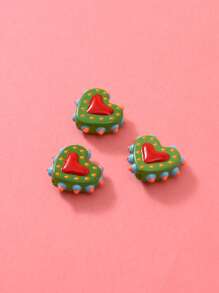 1/5 piezas Cuentas de vidrio pintadas a mano con corazones de puntos de múltiples colores de dopamina, aptas para hacer collares, pulseras, aretes, llaveros, encantos de teléfono, para amantes unisex