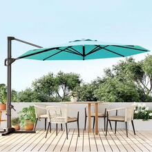 Sombrilla para patio de 10 pies con base, diseño en voladizo grande, estabilidad a prueba de viento, rotación de 360 grados, perfecta para jardín, terraza, piscina y patio - Azul turquesa - Ver 7