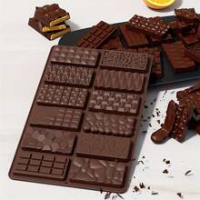 1 pezzo Stampo in silicone per barretta di cioccolato a 12 cavità, con forme assortite, stampo per waffle sandwich, biscotti e barrette di cioccolato fai-da-te, facile rilascio, piccolo stampo in silicone per cioccolato