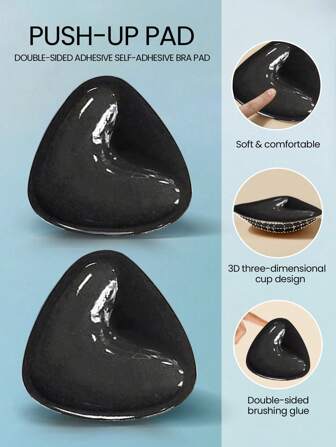 1 Pair Of Double Sided Self-Adhesive Bra Pads, Chest Pads Adhesive Pads, Reusable Padding Pads, Bra Bikini Invisible Thickened Chest Pads Waterproof For Swimming