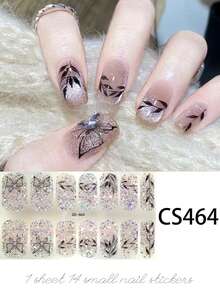 Conjunto de 14 adesivos de gel para unhas, sem necessidade de assar, com glitter, borboletas, arco-íris, flores e corações. Adesivos para unhas com cobertura total. Adesivos coloridos para unhas, ideais para salão de beleza. - Follow Your Heart - Ver 11