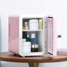 iceBlue Mini Fridge & Skincare Fridge With Transparent Window - 4L/6 Can Portable Cooler (Pink & White) For Car/Home Cosmetic & Beverage Storage - Dual-Temperature Heating/Cooling Design - Ideal Gift!