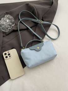 Bolso de mujer con contraste de telas versátil y casual, bolso cuadrado minimalista de nailon, bolso de mano con asa a la moda, bolso de estilo retro con correa extraíble, bolsos para adolescentes, estudiantes universitarias, principiantes y trabajadores de cuello blanco, perfecto para la oficina, la universidad, el trabajo, los negocios y los desplazamientos.