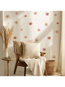 1 Pc 20cm X 30cm Flower Pattern Decorative Wall Sticker, Creative Home Decor Stickers - Pink - View 1