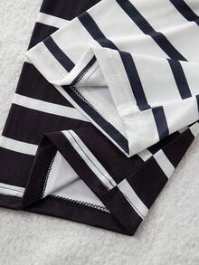 2pcs Striped Casual Lounge Pants Set - Multicolor - View 5