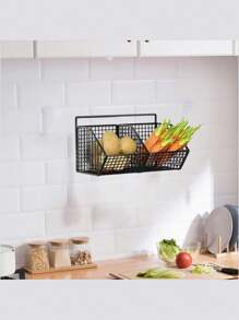 1 pieza Canasta de almacenamiento de pared para la cocina, estantería de alambre durable, organizador de pared para ahorrar espacio en la cocina, estantería colgante multifuncional, perfecto para el almacenamiento de espacios pequeños de especias, ajo, cebollas y verduras, adecuado para el almacenamiento pequeño de baño y cocina, accesorios de baño, opción perfecta para la organización del hogar