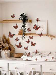 12 piezas Pegatinas de pared de mariposas 3D con alas dobles - Imanes + Adhesivo doble cara en PVC plástico, adecuado para decoración del hogar y fiestas, genial para bodas, cumpleaños, graduaciones, celebraciones patrióticas, Navidad, Día de la Madre, Día del Padre y diversos días festivos, sin necesidad de electricidad