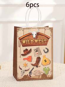 6 Packs Gift Packaging Bags Vintage Kraft Paper Bags Party Gift Bags Holiday Shopping Bags Summer Cooling,Beach,Travel - Multicolor - View 7