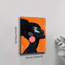 1pc Framed Canvas Poster African American Woman, Pink Earrings, Abstract Expressionism Wall Art Canvas Paintings Ideal Gift For Bedroom Living Room Corridor Wall Art Wall Decor Room Decoration Ready To Hang - Grey - View 8