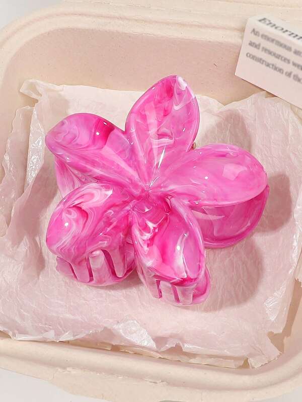 1 Pc Women's Marble Colorful Flower Hair Claw Clip, Suitable For Beach Vacation Hairstyle, Daily Wear Fall Winter Hair Clip Hair Accessories For Women