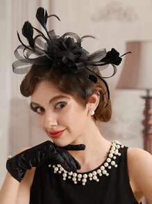 1 Piece Navy Blue Fascinators Hats 20s 50s Hats Pillbox Hat Tea Party Headwear With Veil For Girl And Women Halloween Christmas,Hairband,Hair Hoop Headbands
