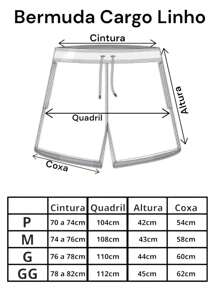 Bermuda Cargo De Linho Premium Shorts Mauricinho Masculino Casual Basico Confortavel Detalhe Etiqueta De Couro