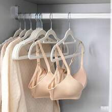 10pcs High Quality Flocked Hangers, Slip-Proof, Thin, Dry/Wet Use, Closet Organizer, Home Storage, Green, Beige, And Pink Colors, Essential Summer Home Items