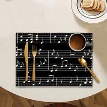 1/2/4/6/8 Pcs Digital Print Placemat, Music Note Pattern Printed Placemats For Table Decoration, Suitable For Daily Use, Festivals, Parties, Birthdays, Weddings, Dinners, Kitchen & Dining Room Decor
